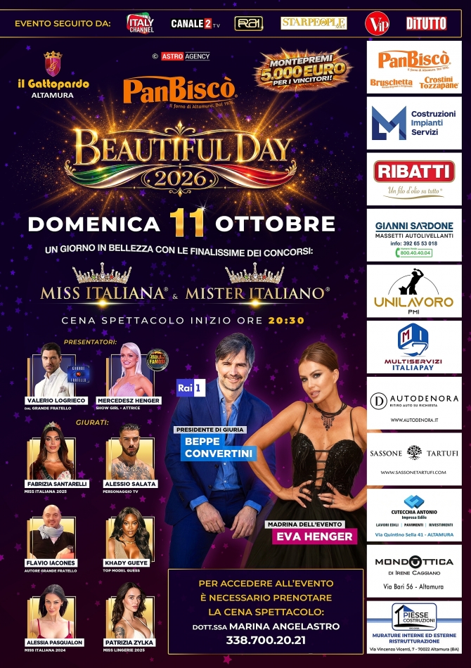 PANBISCÒ BEAUTIFUL DAY 2026 - 16ª edizione - MISS MAGAZINE | BEAUTIFUL DAY